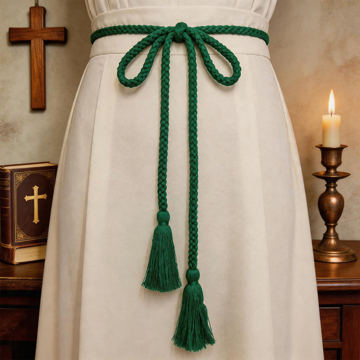 Christianartworkshop Einfacher geflochtener Gürtel mit hängenden Quasten: Ein praktischer liturgischer Gürtel - image 1