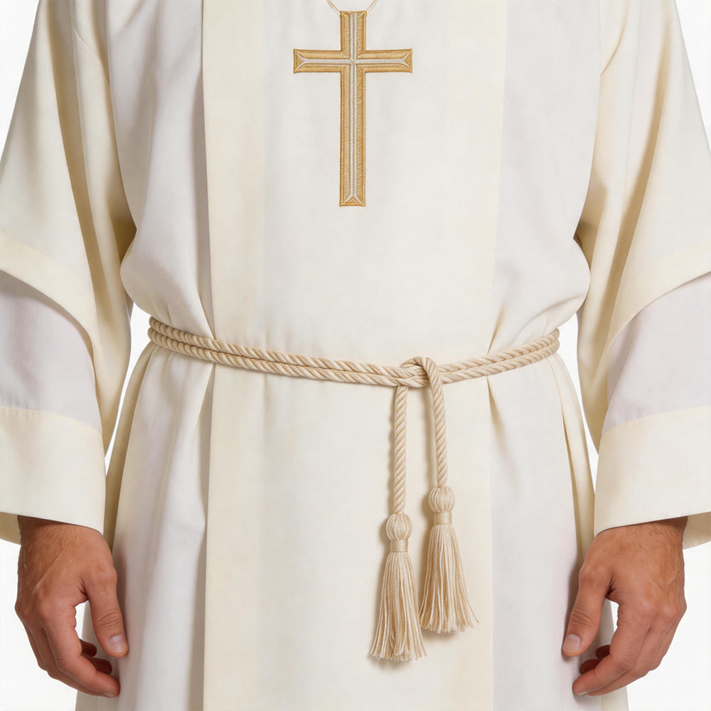 Christianartworkshop Traditioneller Priestergürtel mit Quasten: Ein Symbol für Dienst und Engagement - Beige - image 0