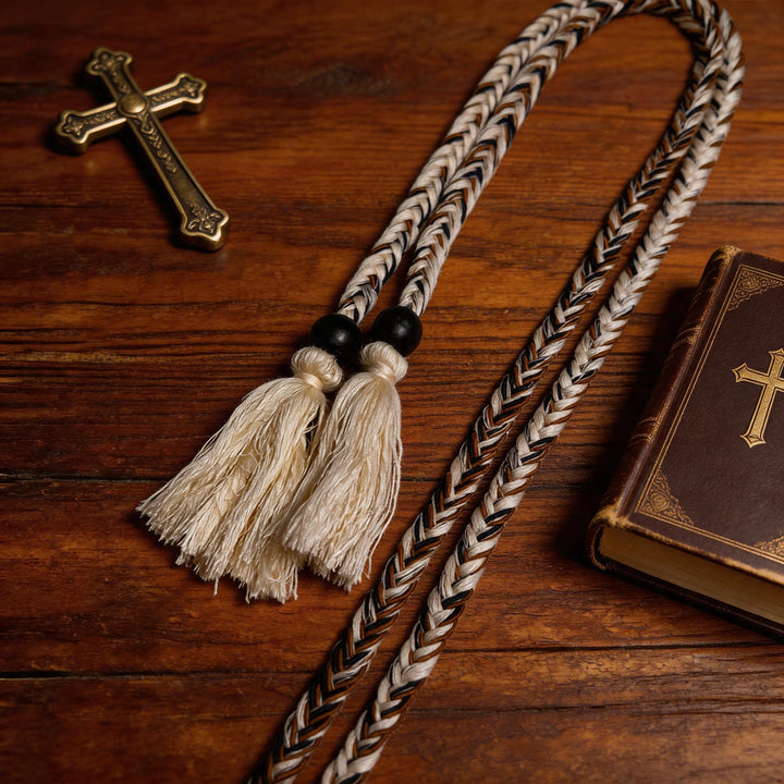 Christianartworkshop Priestergürtel mit kunstvollen Perlen- und Quastenverzierungen: Ein Symbol der priesterlichen Berufung - image 1