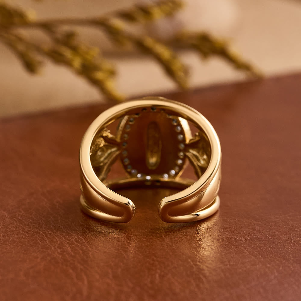 Christianartworkshop Aufwendig gearbeiteter Guadalupe-Ring mit Zirkon-Halo: Eine Erinnerung an himmlische Gnade - image 3