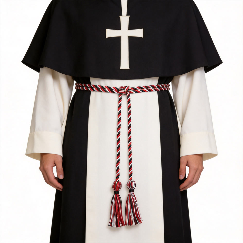 Christianartworkshop Priestergürtel mit kunstvollen Quastenverzierungen: Ein Symbol der priesterlichen Berufung - Weiß, Rot und Schwarz - image 4