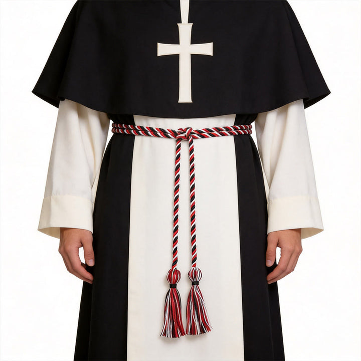 Christianartworkshop Priestergürtel mit kunstvollen Quastenverzierungen: Ein Symbol der priesterlichen Berufung - Weiß, Rot und Schwarz - image 4