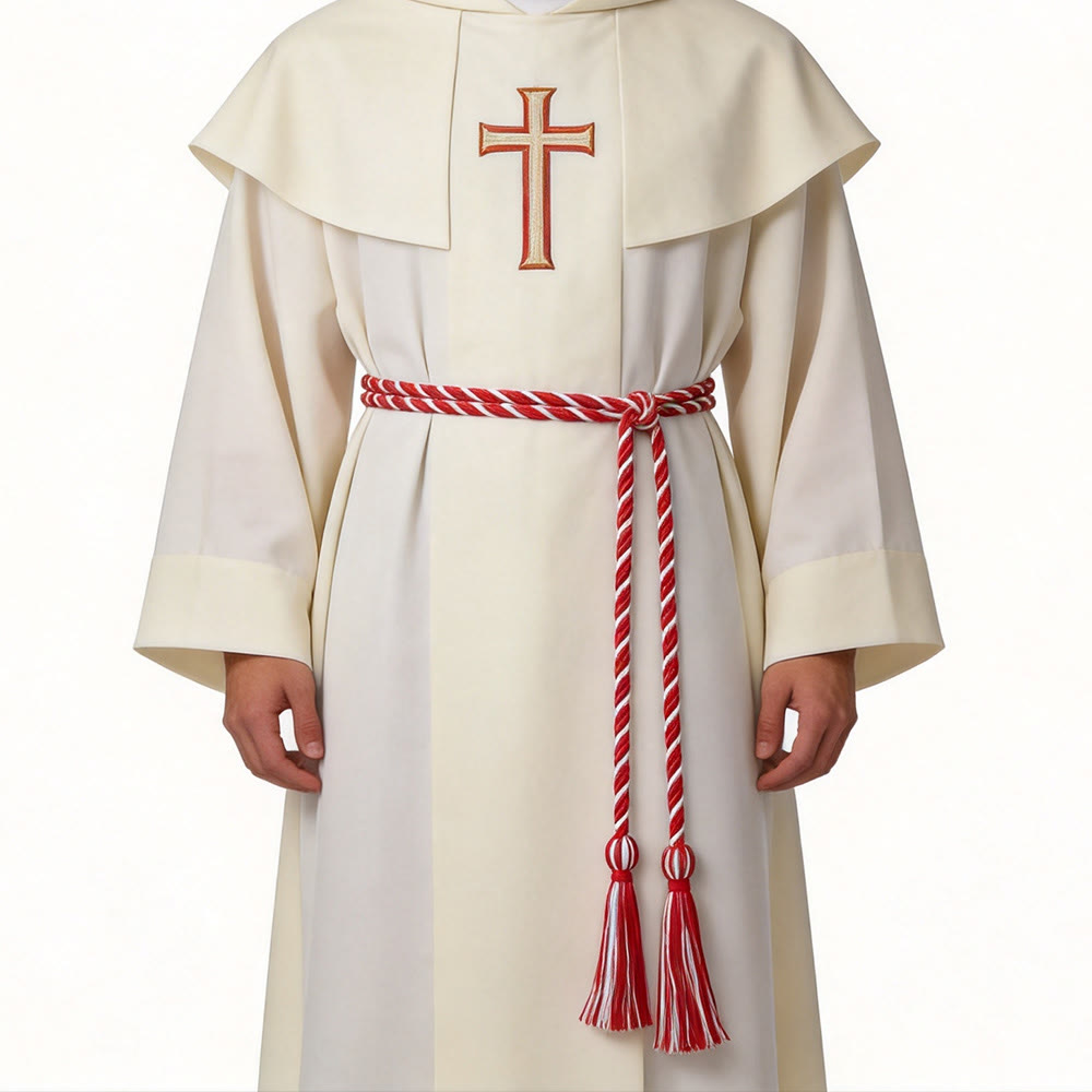 Christianartworkshop Priestergürtel mit kunstvollen Quastenverzierungen: Ein Symbol der priesterlichen Berufung - Weiß & Rot - image 2