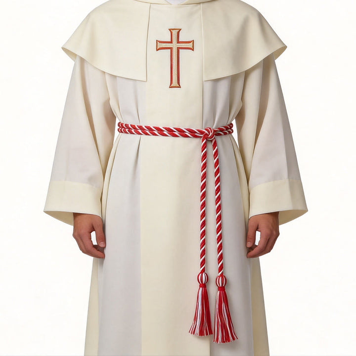 Christianartworkshop Priestergürtel mit kunstvollen Quastenverzierungen: Ein Symbol der priesterlichen Berufung - Weiß & Rot - image 2