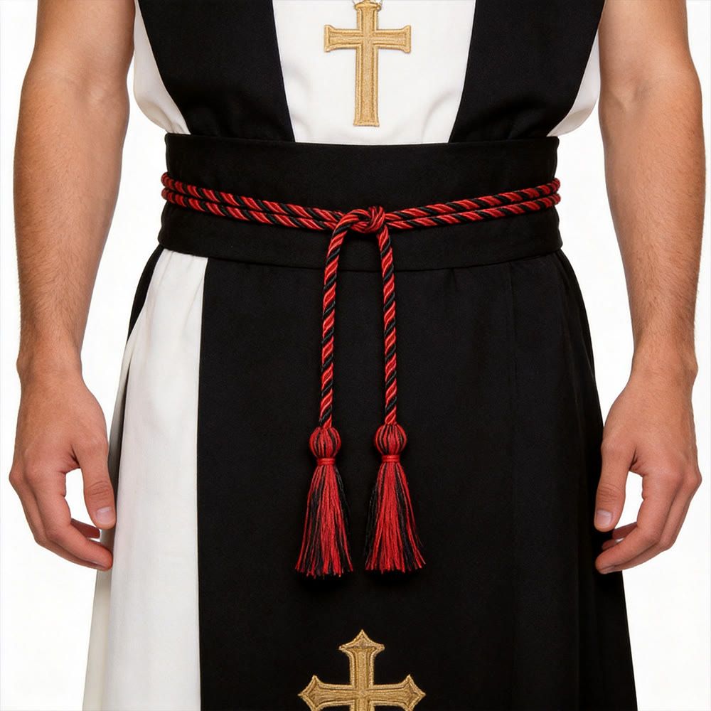 Christianartworkshop Priestergürtel mit kunstvollen Quastenverzierungen: Ein Symbol der priesterlichen Berufung - Schwarz & Rot - image 6