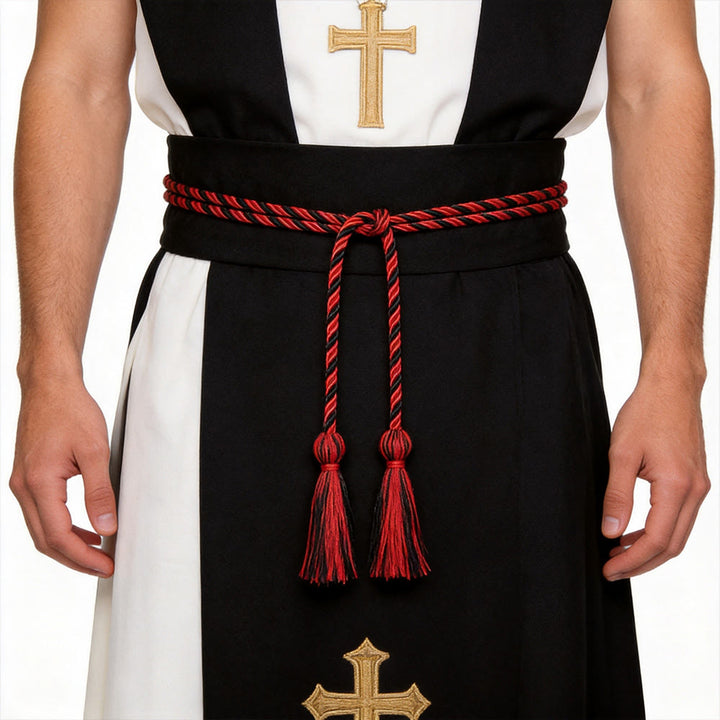 Christianartworkshop Priestergürtel mit kunstvollen Quastenverzierungen: Ein Symbol der priesterlichen Berufung - Schwarz & Rot - image 6