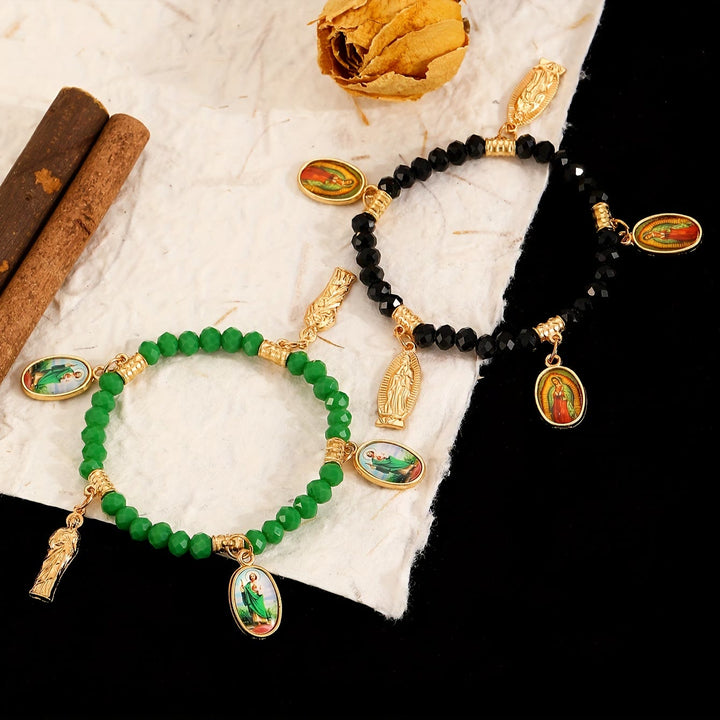 Christianartworkshop Aufwendig gearbeitetes Perlenarmband mit Anhängern der Jungfrau von Guadalupe und des Heiligen Judas Thaddäus: Eine Erinnerung an die heilige Liebe - image 7