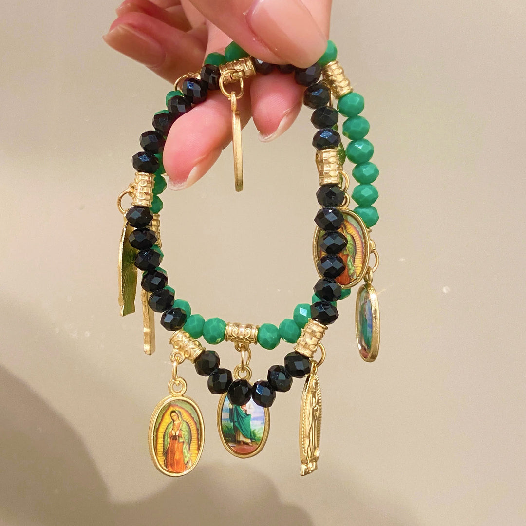Christianartworkshop Aufwendig gearbeitetes Perlenarmband mit Anhängern der Jungfrau von Guadalupe und des Heiligen Judas Thaddäus: Eine Erinnerung an die heilige Liebe - image 8