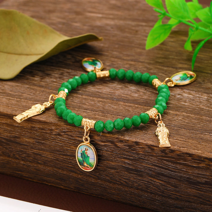 Christianartworkshop Aufwendig gearbeitetes Perlenarmband mit Anhängern der Jungfrau von Guadalupe und des Heiligen Judas Thaddäus: Eine Erinnerung an die heilige Liebe - image 11