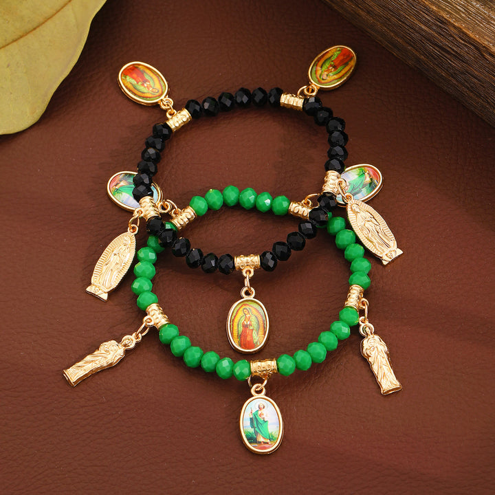 Christianartworkshop Aufwendig gearbeitetes Perlenarmband mit Anhängern der Jungfrau von Guadalupe und des Heiligen Judas Thaddäus: Eine Erinnerung an die heilige Liebe - image 4
