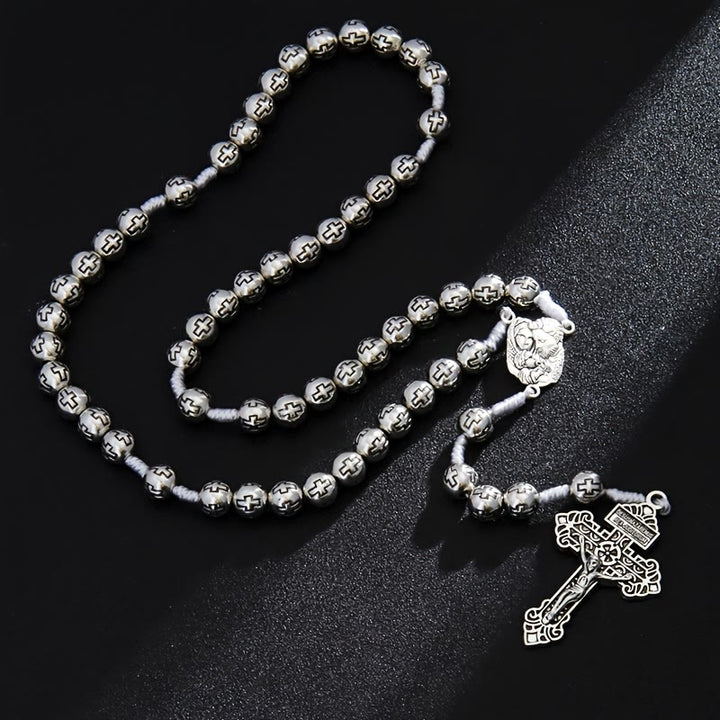 Christianartworkshop Rosenkranz des Zentrums Heilige Familie mit Kruzifix und kreuzgravierten Perlen: Ein Symbol heiliger Andacht - image 3
