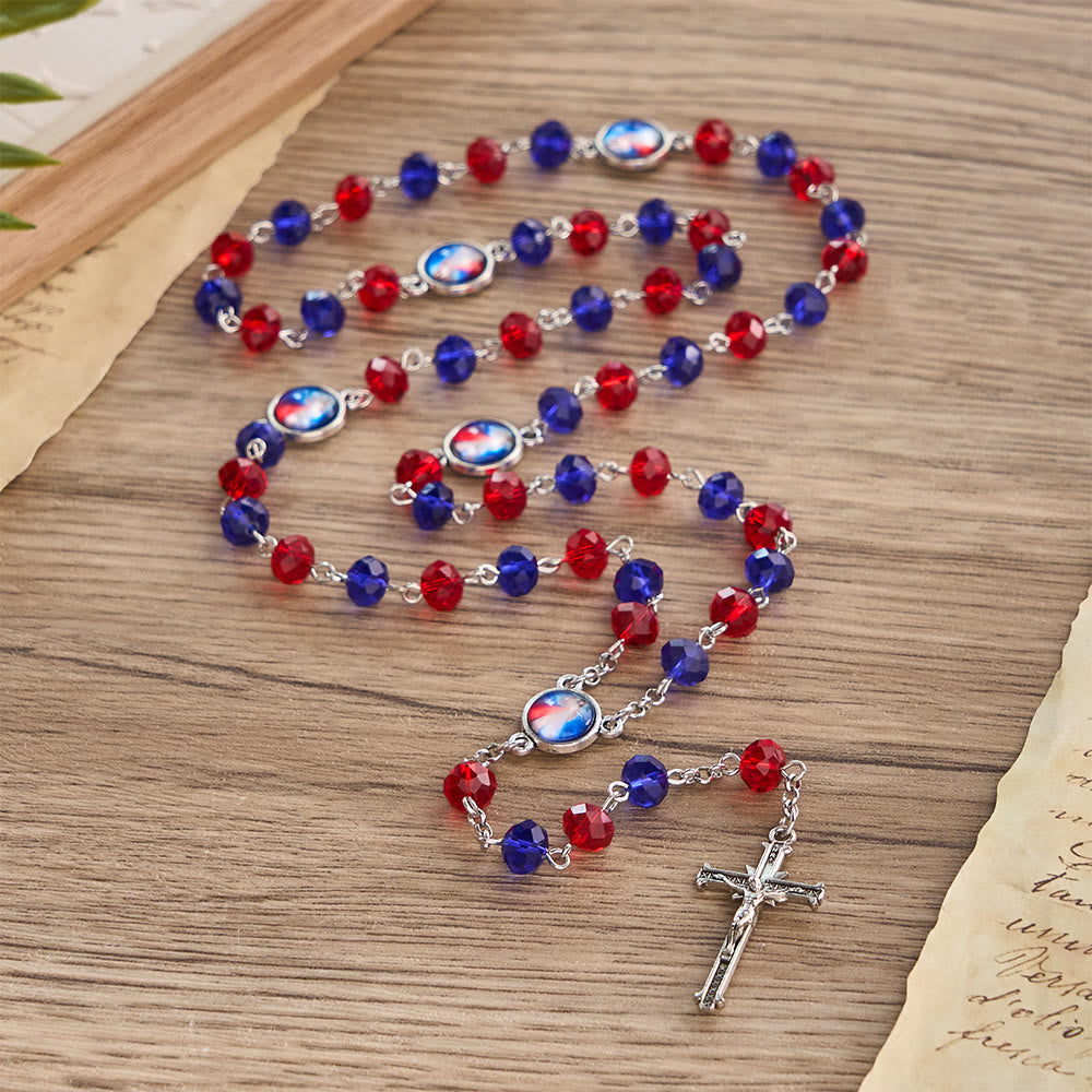 Christianartworkshop Strahlender Rosenkranz der Göttlichen Barmherzigkeit mit farbigen Perlen: Eine Erinnerung an die himmlische Gnade - Rosenkranz der Göttlichen Barmherzigkeit - image 0