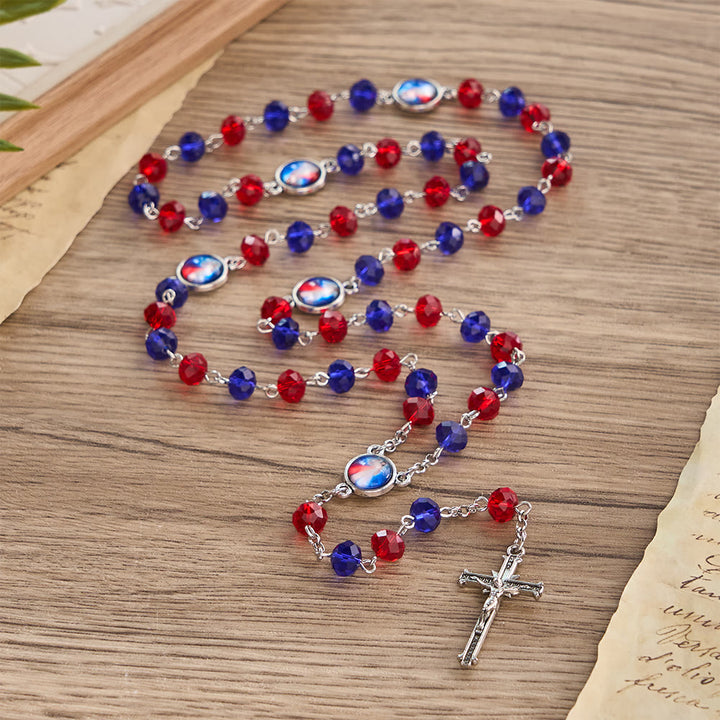 Christianartworkshop Strahlender Rosenkranz der Göttlichen Barmherzigkeit mit farbigen Perlen: Eine Erinnerung an die himmlische Gnade - Rosenkranz der Göttlichen Barmherzigkeit - image 0