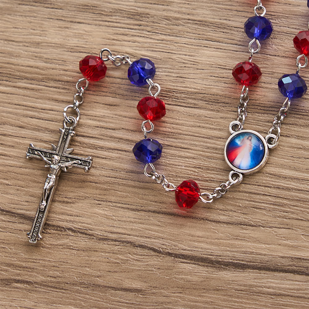Christianartworkshop Strahlender Rosenkranz der Göttlichen Barmherzigkeit mit farbigen Perlen: Eine Erinnerung an die himmlische Gnade - image 5