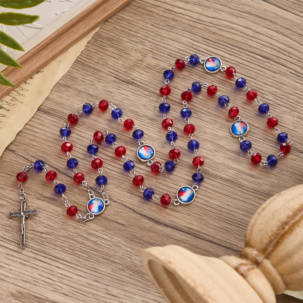 Christianartworkshop Strahlender Rosenkranz der Göttlichen Barmherzigkeit mit farbigen Perlen: Eine Erinnerung an die himmlische Gnade - image 3