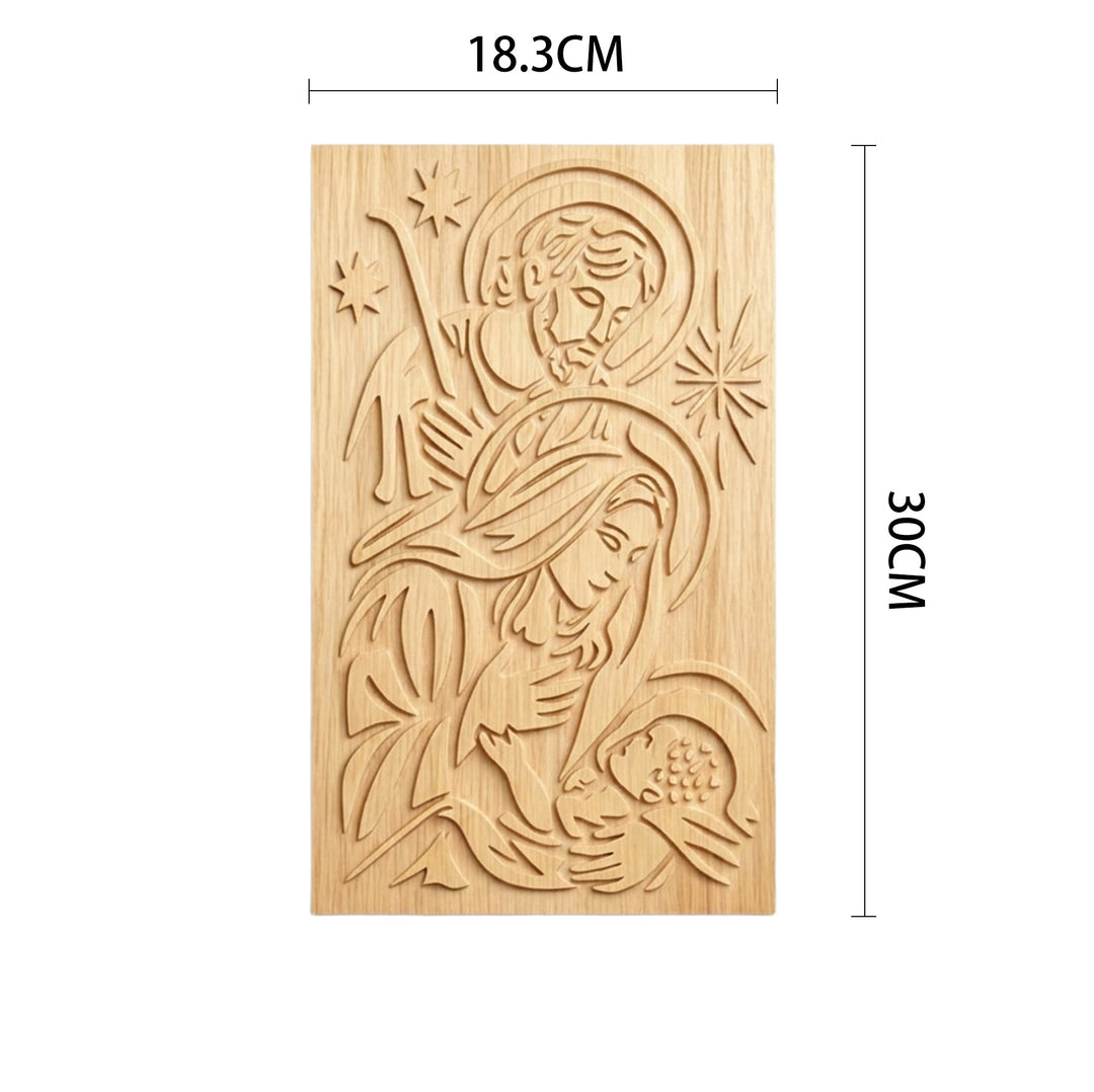 Christianartworkshop Minimalistische Holzplakette mit Krippenmotiv: Eine Erinnerung an himmlische Gnade und Frieden - 7,2''*11,81''*0,2''/18,3*30*0,5cm - image 4