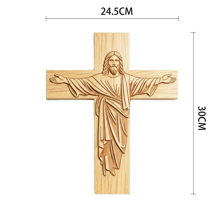 Christianartworkshop Klassische minimalistische Jesus-Kreuz-Holzplakette mit offenem Armdesign: Ein zeitloses Symbol der Hingabe - 9,65''*11,81''*0,2''/24,5*30*0,5cm - image 4