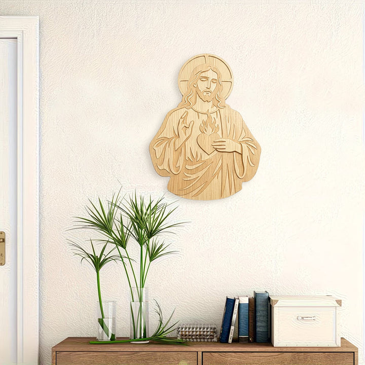 Christianartworkshop – Geschnitztes Wanddekor aus Holz: Das Heilige Herz Jesu – Ein Symbol göttlicher Liebe - image 3