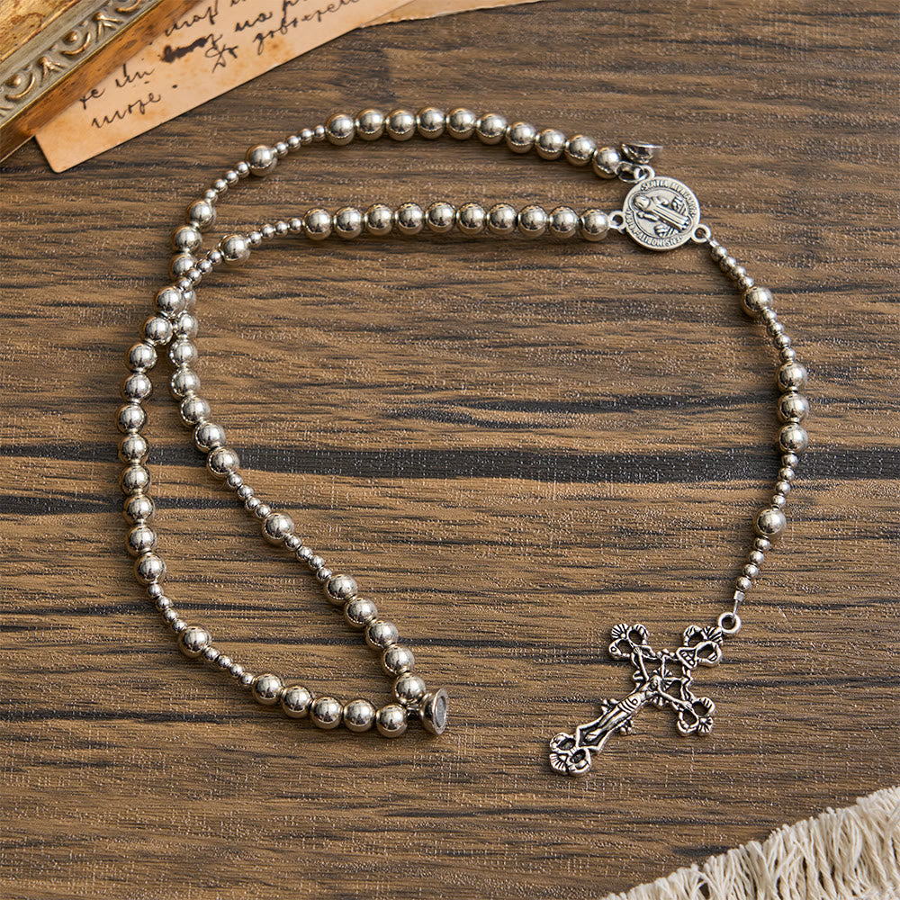 Christianartworkshop Heiliges silberfarbenes magnetisches Rosenkranzarmband: 2-in-1 Gebets- und Armband - image 5