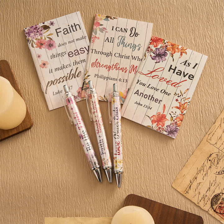 Christianartworkshop Geschenkset mit floralen Kreuz-Motiven, Motivationsstiften und Notizbüchern mit Bibelversen - image 9