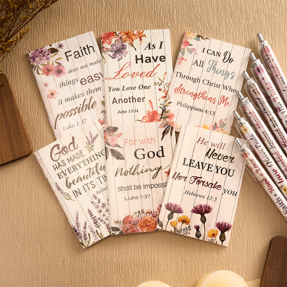 Christianartworkshop Geschenkset mit floralen Kreuz-Motiven, Motivationsstiften und Notizbüchern mit Bibelversen - B - image 6