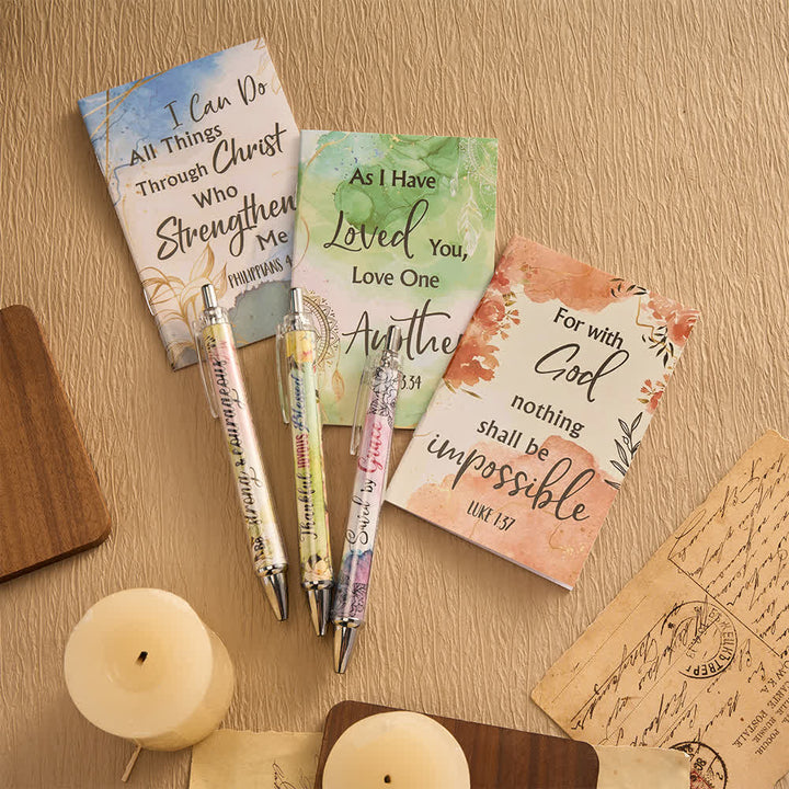 Christianartworkshop Geschenkset mit floralen Kreuz-Motiven, Motivationsstiften und Notizbüchern mit Bibelversen - image 14