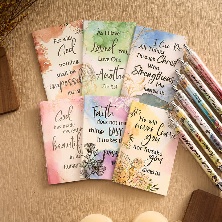 Christianartworkshop Geschenkset mit floralen Kreuz-Motiven, Motivationsstiften und Notizbüchern mit Bibelversen - C - image 12