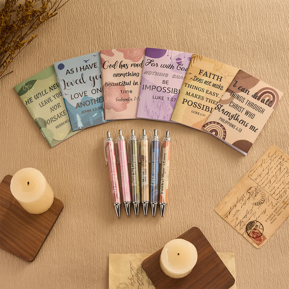 Christianartworkshop Geschenkset mit floralen Kreuz-Motiven, Motivationsstiften und Notizbüchern mit Bibelversen - image 18