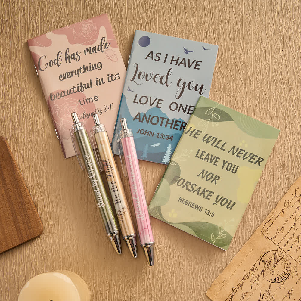Christianartworkshop Geschenkset mit floralen Kreuz-Motiven, Motivationsstiften und Notizbüchern mit Bibelversen - image 20