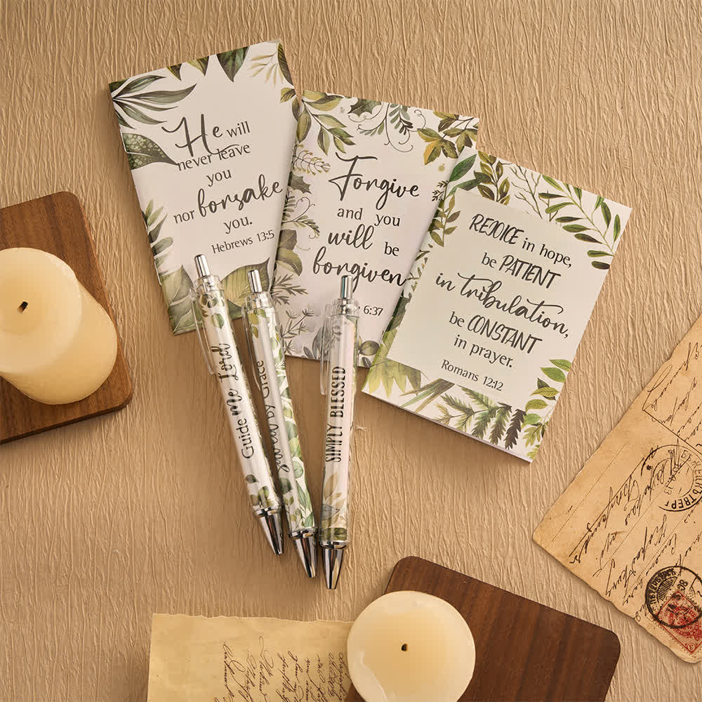 Christianartworkshop Geschenkset mit floralen Kreuz-Motiven, Motivationsstiften und Notizbüchern mit Bibelversen - image 26