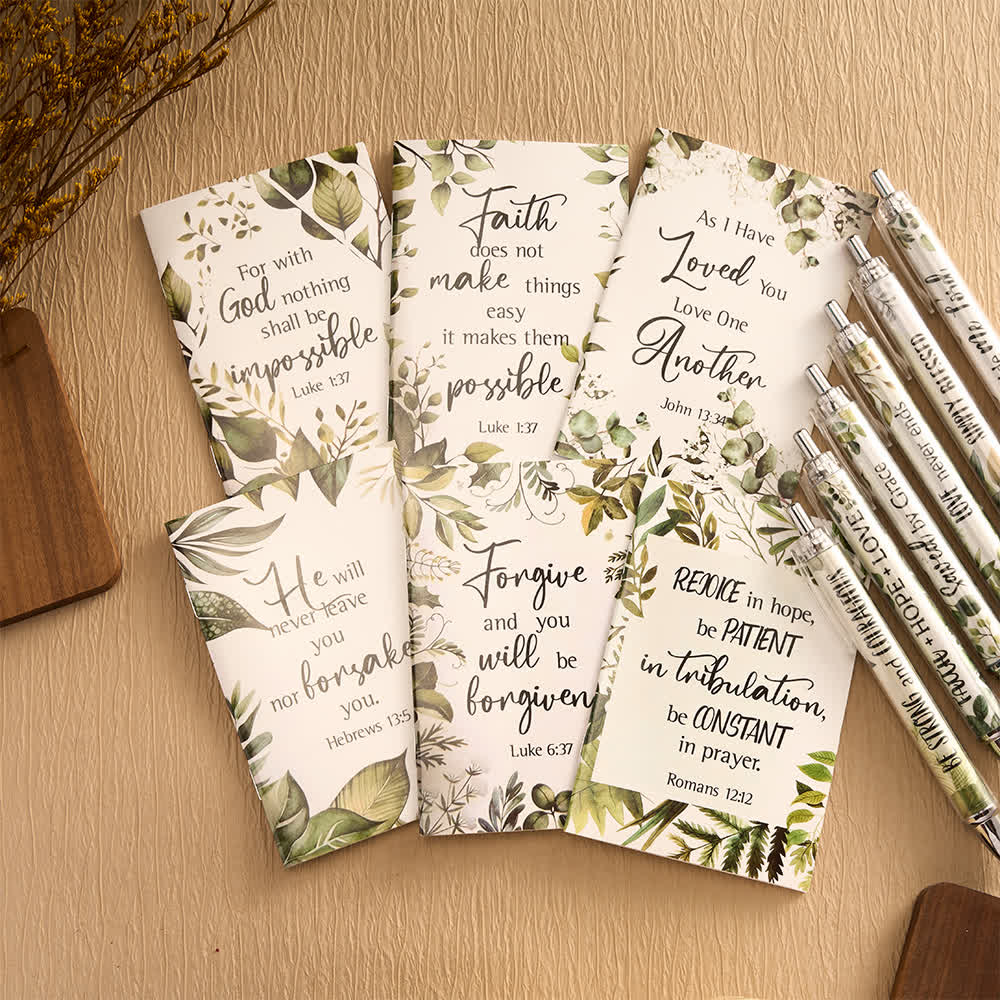 Christianartworkshop Geschenkset mit floralen Kreuz-Motiven, Motivationsstiften und Notizbüchern mit Bibelversen - E - image 23