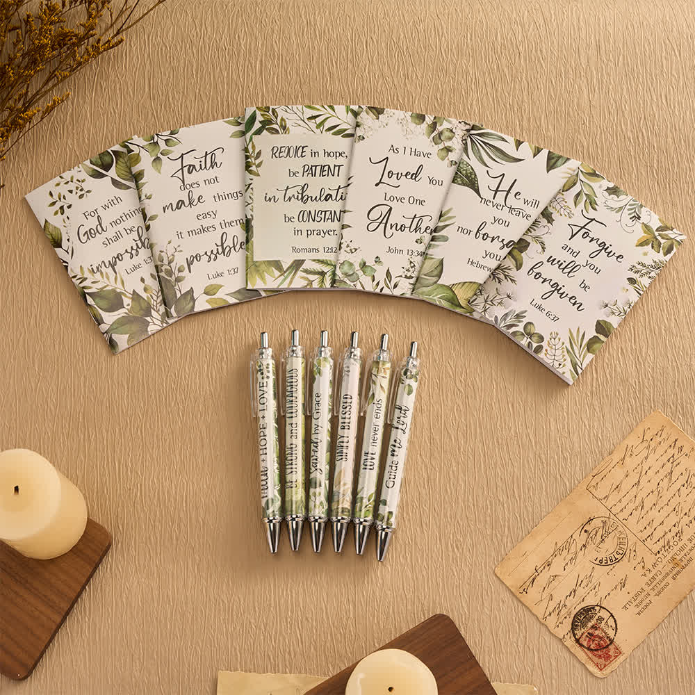 Christianartworkshop Geschenkset mit floralen Kreuz-Motiven, Motivationsstiften und Notizbüchern mit Bibelversen - image 24