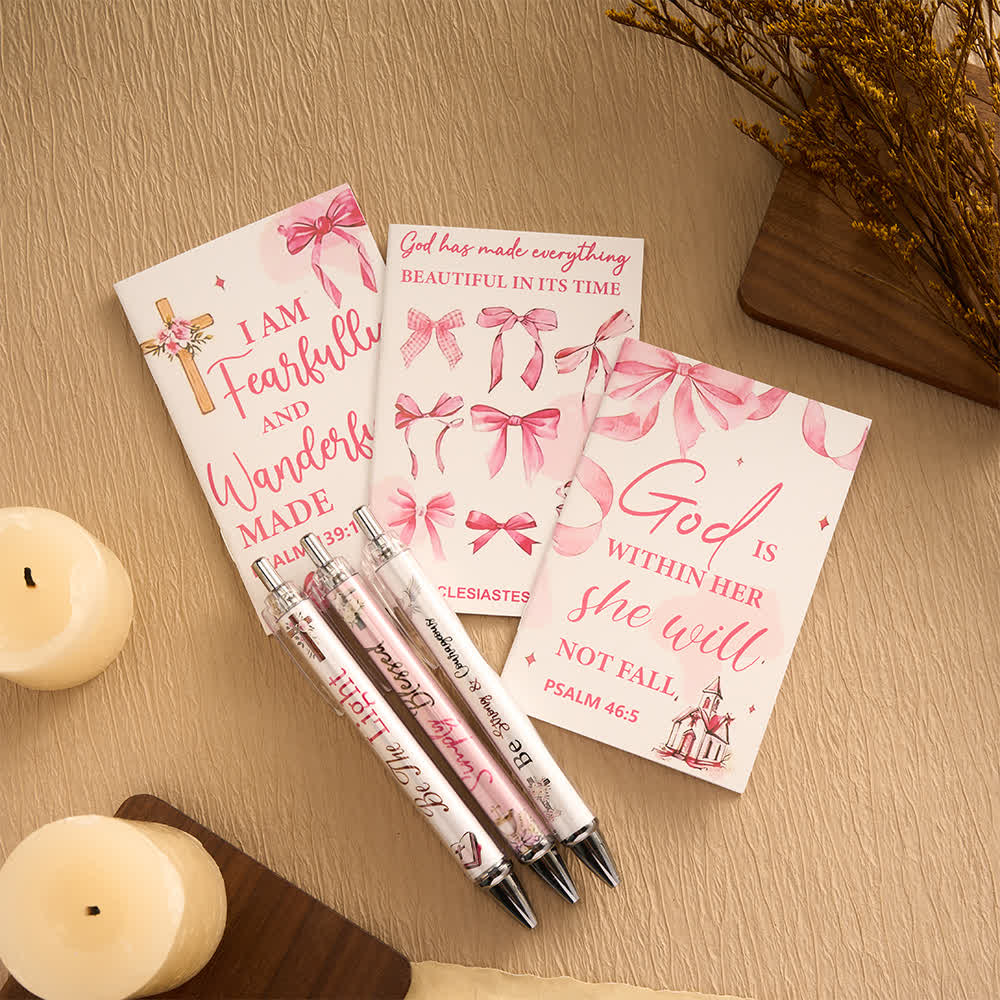 Christianartworkshop Geschenkset mit floralen Kreuz-Motiven, Motivationsstiften und Notizbüchern mit Bibelversen - image 35