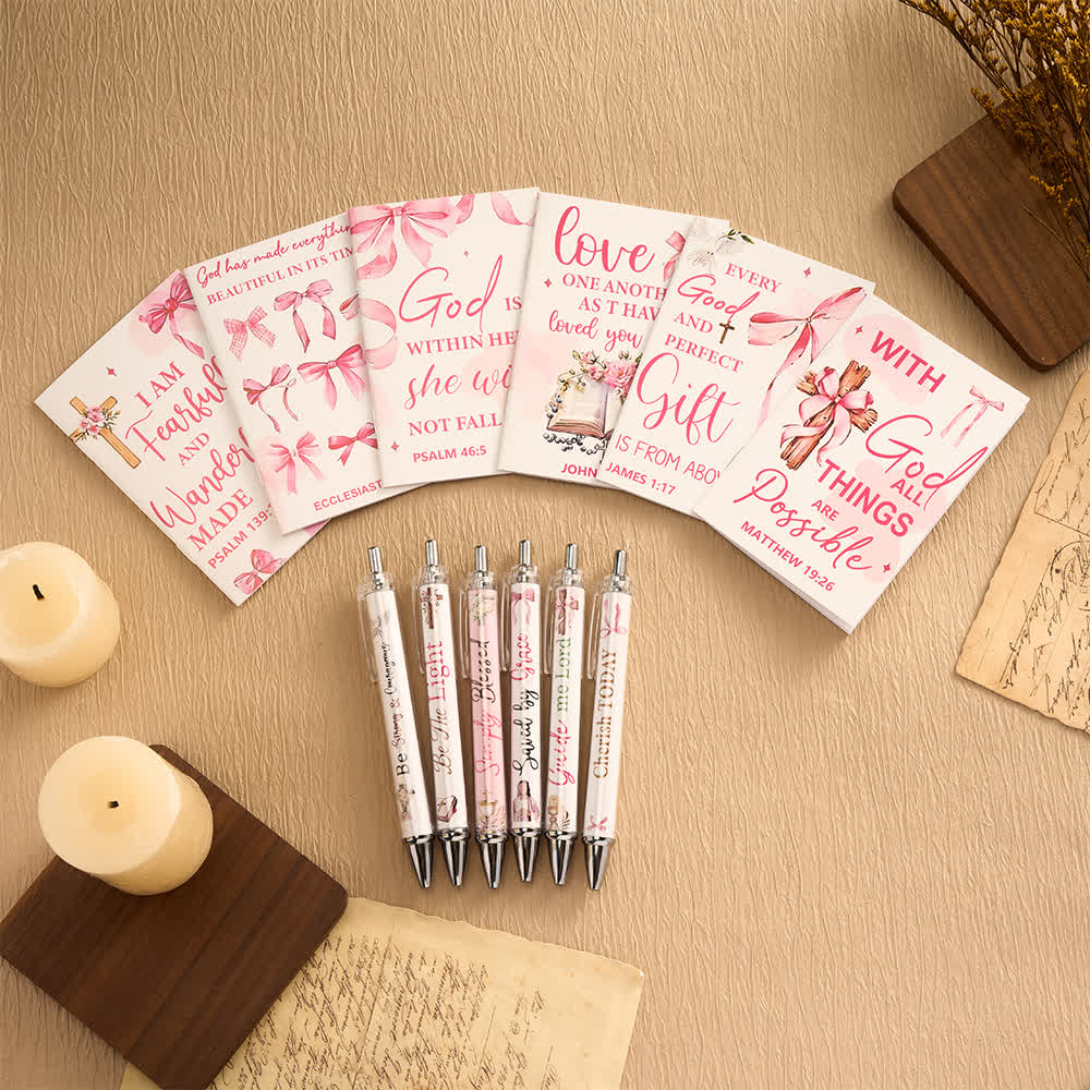Christianartworkshop Geschenkset mit floralen Kreuz-Motiven, Motivationsstiften und Notizbüchern mit Bibelversen - image 34