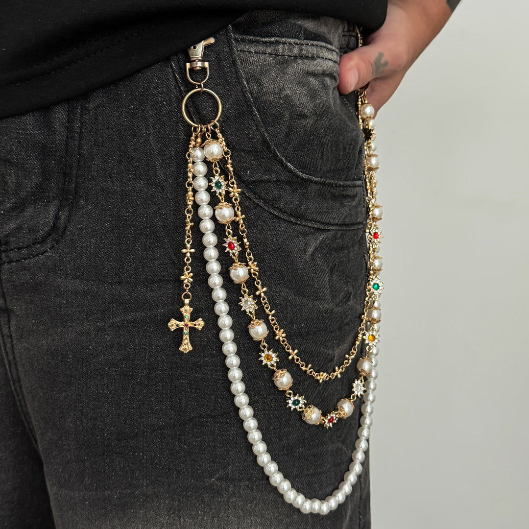 Christianartworkshop Mehrlagige, farbige Zirkonia-Hose mit Kreuzanhänger: Ein Symbol für heiligen Glauben und Streetstyle - image 13