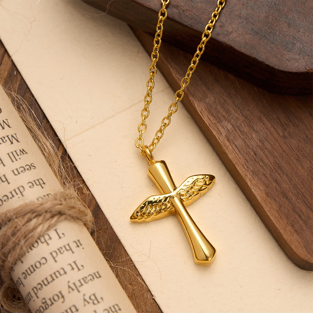 Christianartworkshop Halskette mit Engelsflügel-Kreuzanhänger in drei Ausführungen: Ein Symbol göttlicher Schutzliebe - Golden - image 2