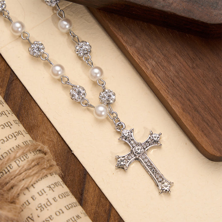 Christianartworkshop Rosenkranz-Kreuzkette mit abwechselnd besetzten Perlen und Kristallperlen: Ein Symbol heiliger Andacht - image 4