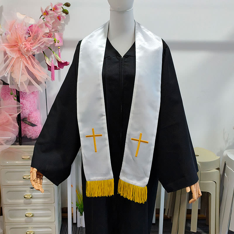 Traditionelle, mehrfarbige Geistlichenstola von Christianartworkshop mit V-Ausschnitt und geradem Halsausschnitt - image 1