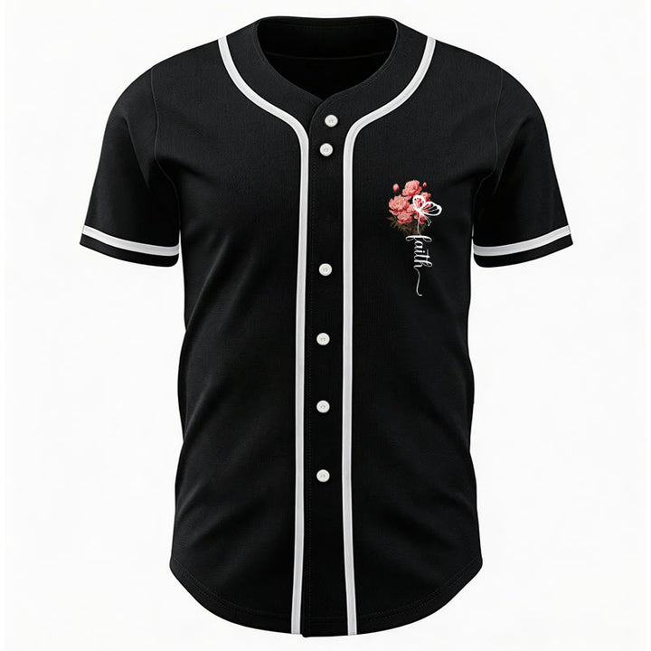 Christianartworkshop „Vielleicht wurdest du gerade für eine Zeit wie diese geschaffen“ Esther 4,14 Baseballtrikot mit Pfingstrosen-Glaubensmotiv und Knöpfen - image 10
