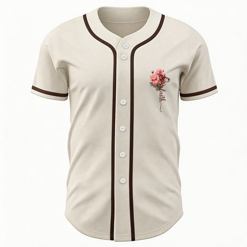 Christianartworkshop „Vielleicht wurdest du gerade für eine Zeit wie diese geschaffen“ Esther 4,14 Baseballtrikot mit Pfingstrosen-Glaubensmotiv und Knöpfen - image 17