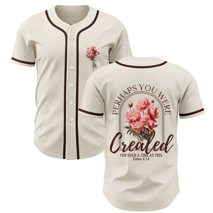 Christianartworkshop „Vielleicht wurdest du gerade für eine Zeit wie diese geschaffen“ Esther 4,14 Baseballtrikot mit Pfingstrosen-Glaubensmotiv und Knöpfen - Beige - 5XL - image 14
