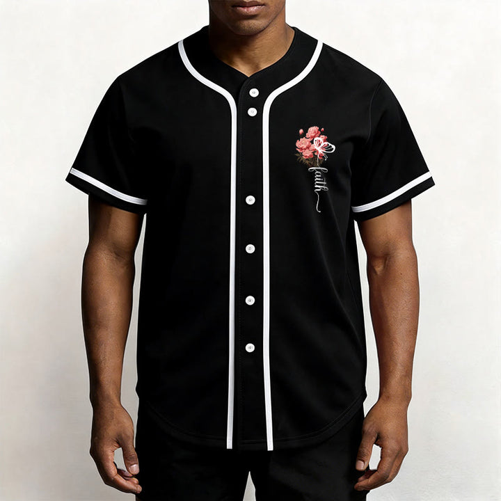 Christianartworkshop „Vielleicht wurdest du gerade für eine Zeit wie diese geschaffen“ Esther 4,14 Baseballtrikot mit Pfingstrosen-Glaubensmotiv und Knöpfen - image 8