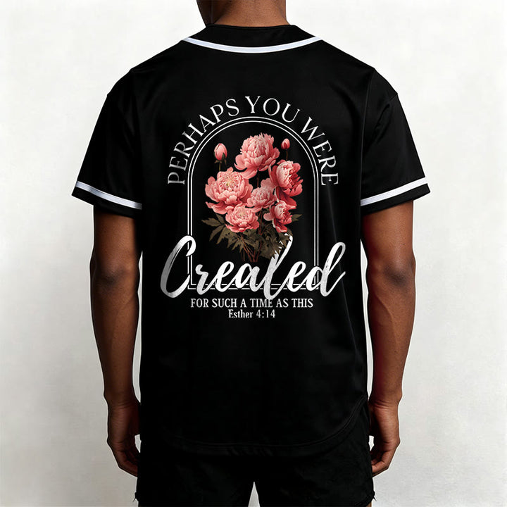 Christianartworkshop „Vielleicht wurdest du gerade für eine Zeit wie diese geschaffen“ Esther 4,14 Baseballtrikot mit Pfingstrosen-Glaubensmotiv und Knöpfen - image 11