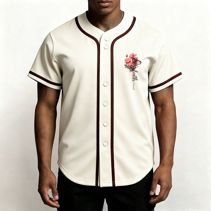 Christianartworkshop „Vielleicht wurdest du gerade für eine Zeit wie diese geschaffen“ Esther 4,14 Baseballtrikot mit Pfingstrosen-Glaubensmotiv und Knöpfen - image 15