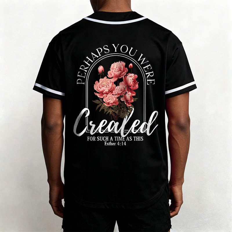 Christianartworkshop „Vielleicht wurdest du gerade für eine Zeit wie diese geschaffen“ Esther 4,14 Baseballtrikot mit Pfingstrosen-Glaubensmotiv und Knöpfen - image 11