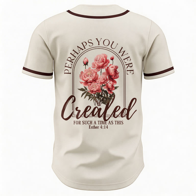 Christianartworkshop „Vielleicht wurdest du gerade für eine Zeit wie diese geschaffen“ Esther 4,14 Baseballtrikot mit Pfingstrosen-Glaubensmotiv und Knöpfen - image 20
