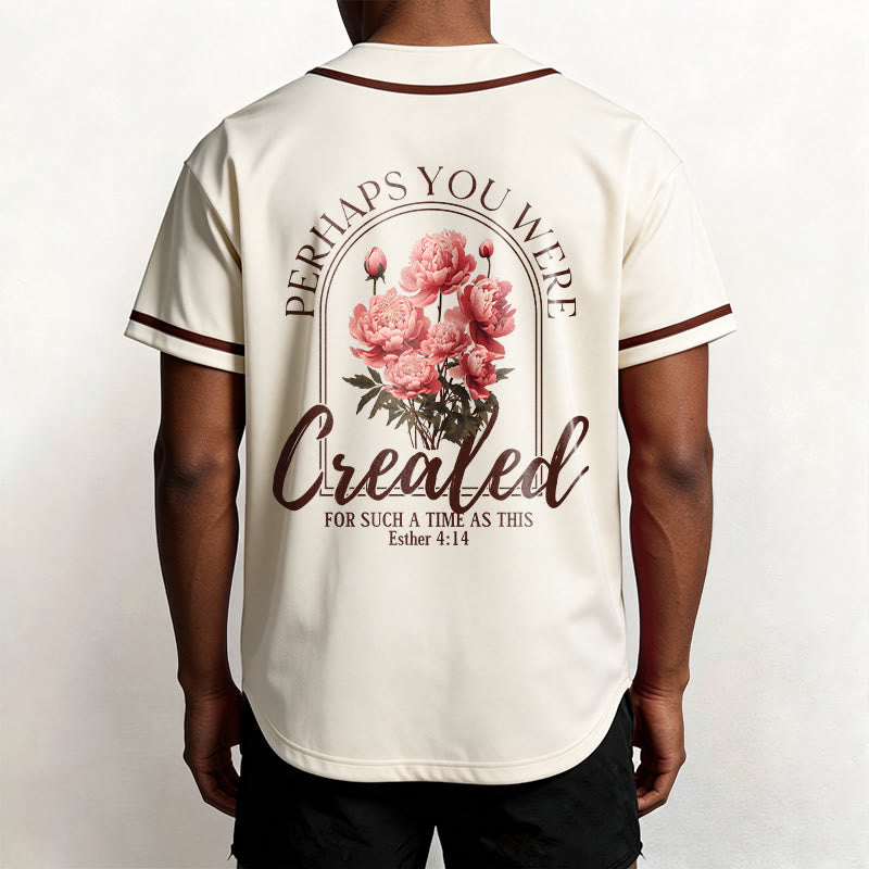 Christianartworkshop „Vielleicht wurdest du gerade für eine Zeit wie diese geschaffen“ Esther 4,14 Baseballtrikot mit Pfingstrosen-Glaubensmotiv und Knöpfen - image 18