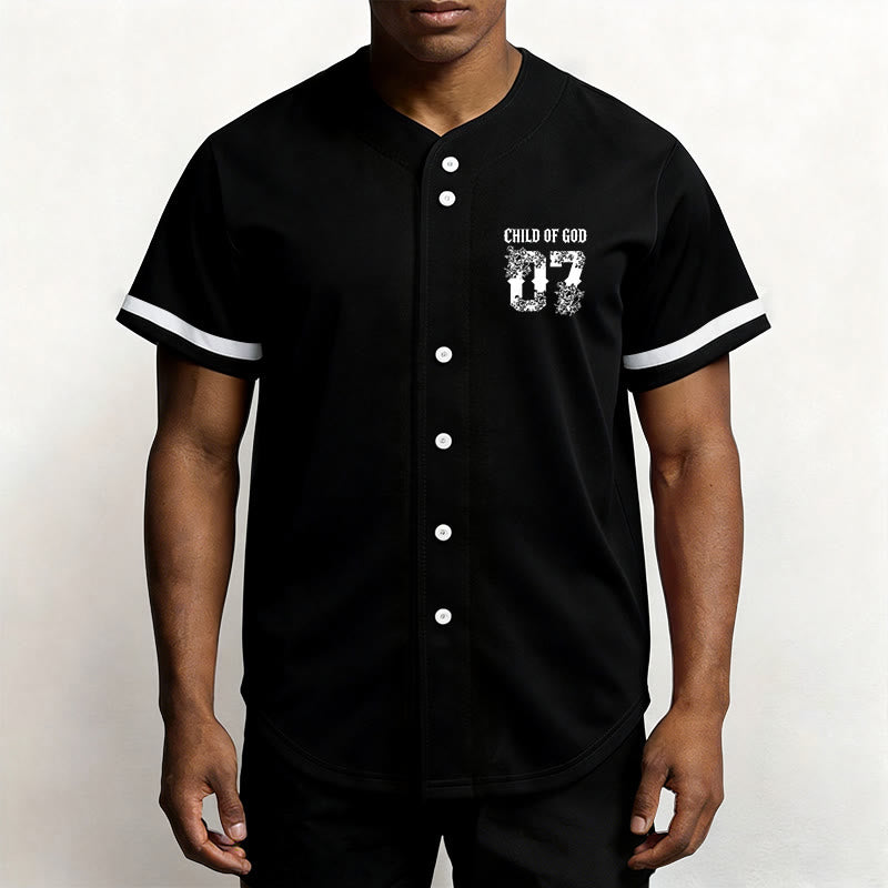 Christianartworkshop „Child Of God“ Baseballtrikot mit Blumenmuster, Nummer 07, Knopfleiste - image 1