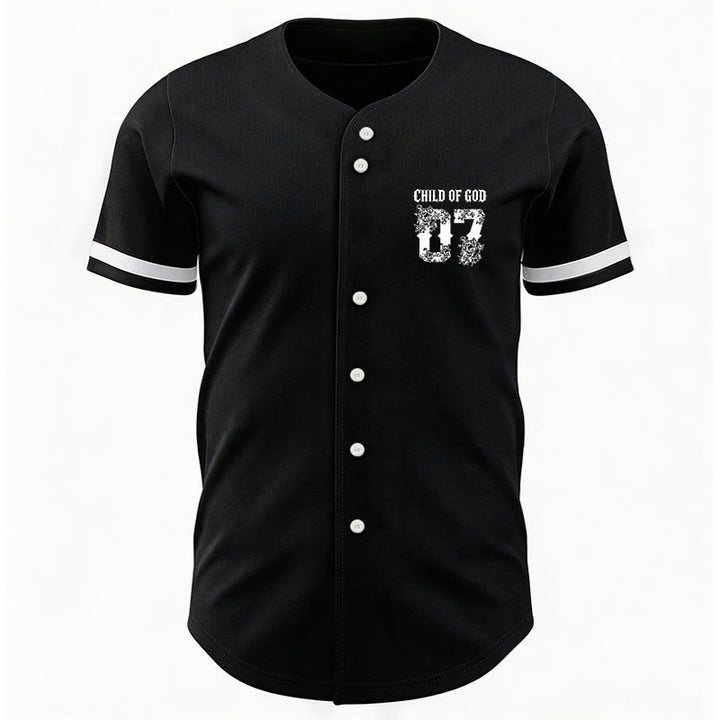Christianartworkshop „Child Of God“ Baseballtrikot mit Blumenmuster, Nummer 07, Knopfleiste - image 3