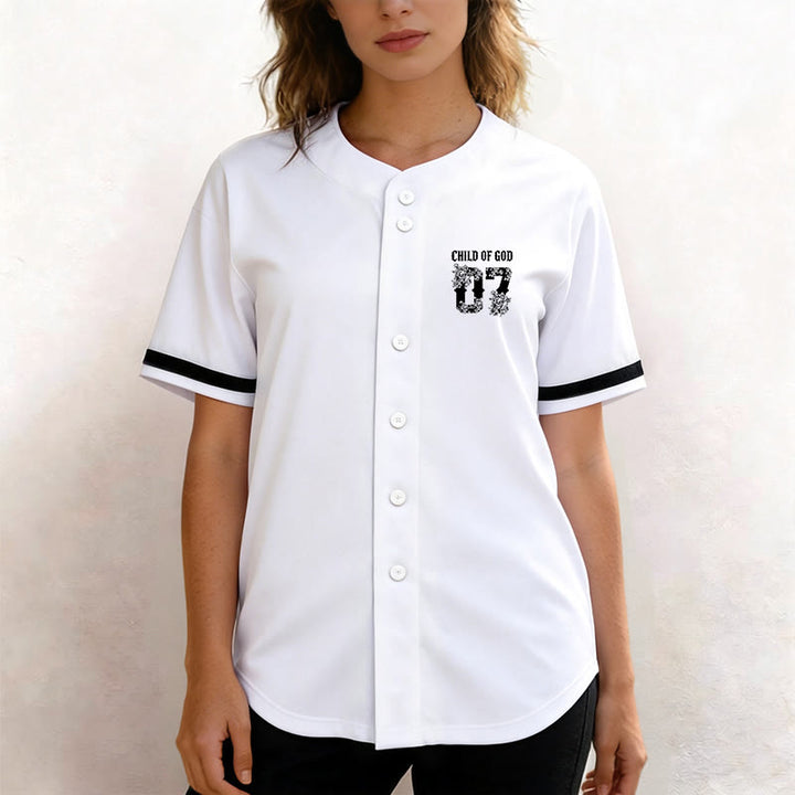 Christianartworkshop „Child Of God“ Baseballtrikot mit Blumenmuster, Nummer 07, Knopfleiste - image 9